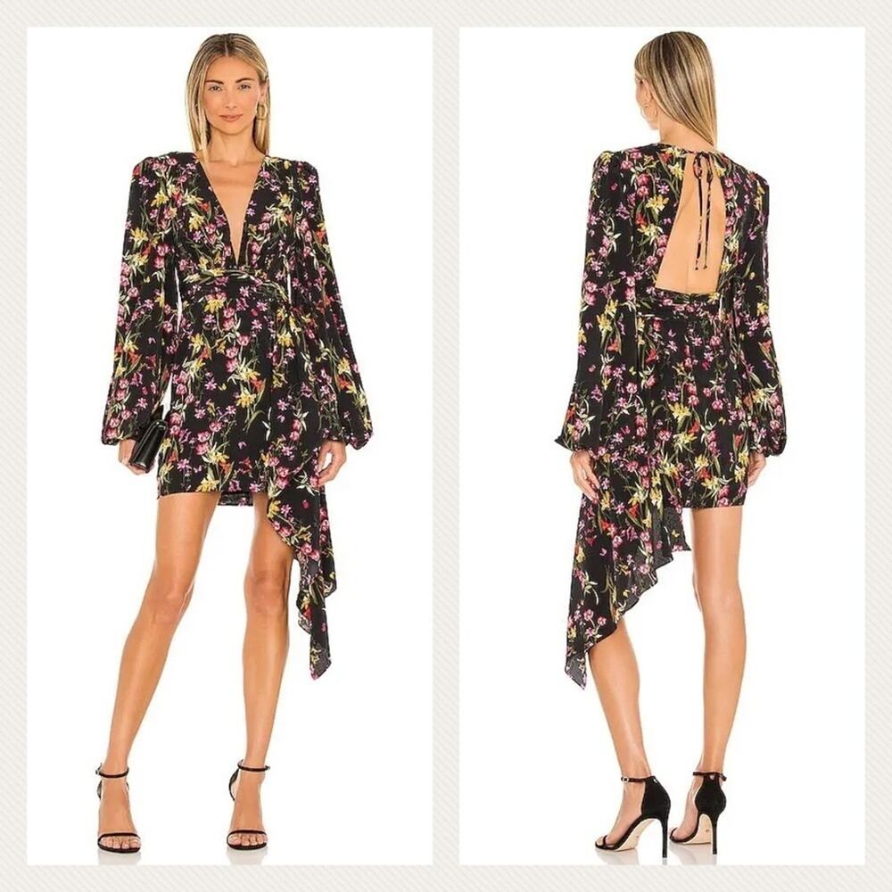 Katie May Sleepless Nights Waterfall Floral Dress in Black Coral Dress XL